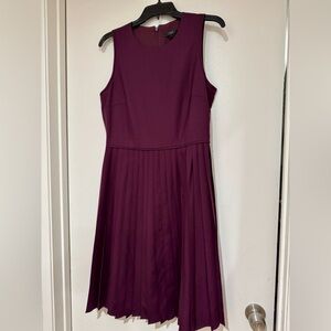 Jcrew Sleeveless Plum Pleated Dress
